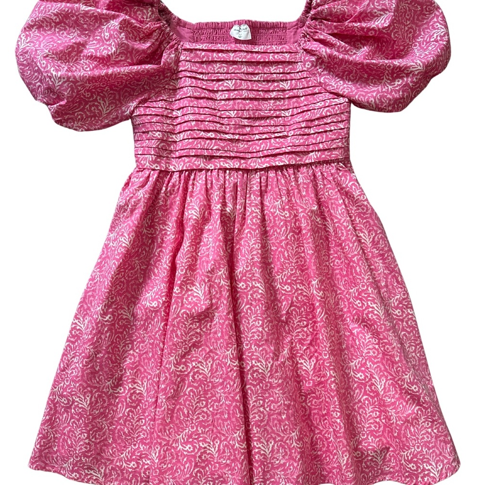 Abercrombie Kids Pink Ruched Puff Sleeve Dress